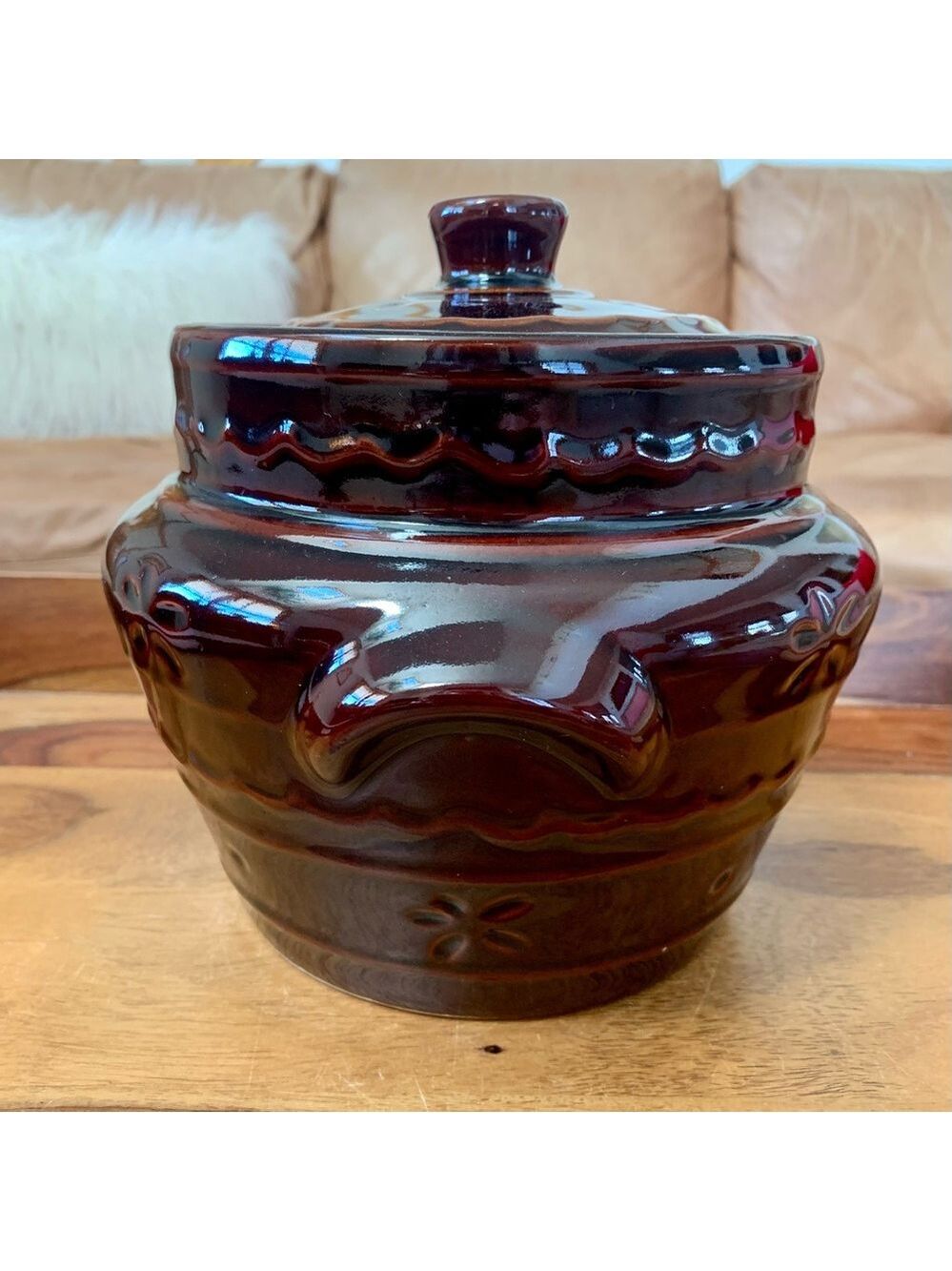 Vintage Mar Crest Oven Proof Stoneware Crock Baked Bean Pot With Lid - Picture 2 of 10